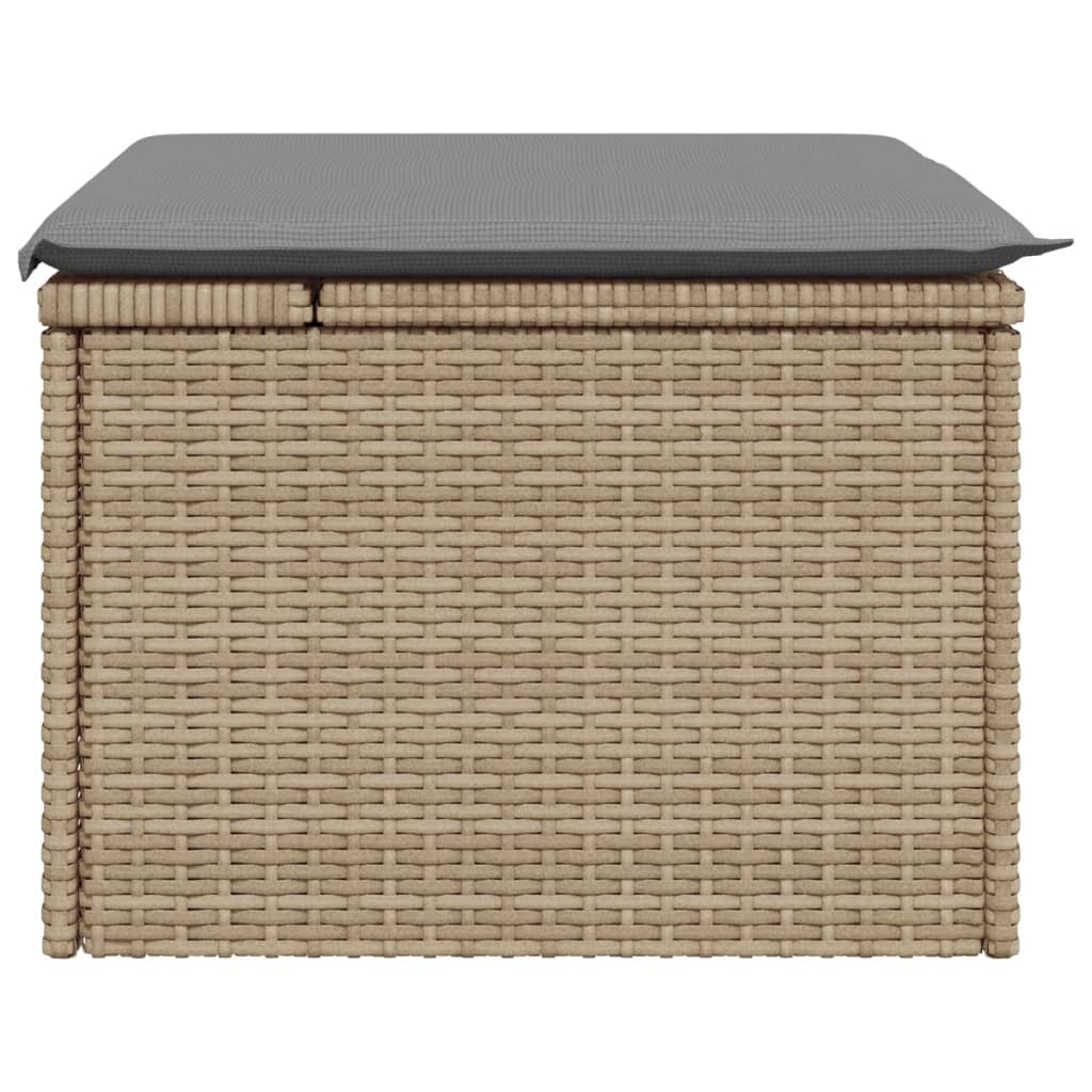 Garden stool with cushion, sand, 55x55x37cm, polyrattan