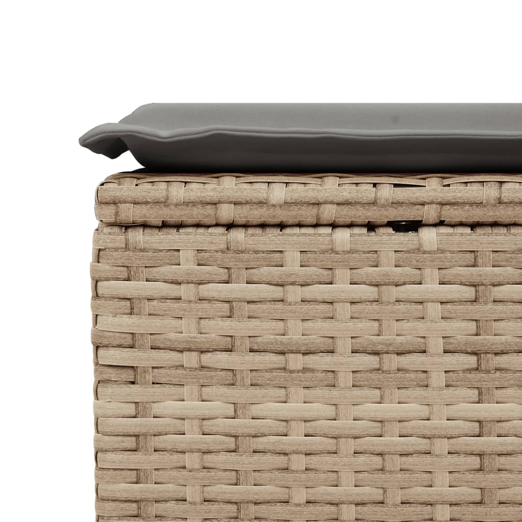 Garden stool with cushion, sand, 55x55x37cm, polyrattan
