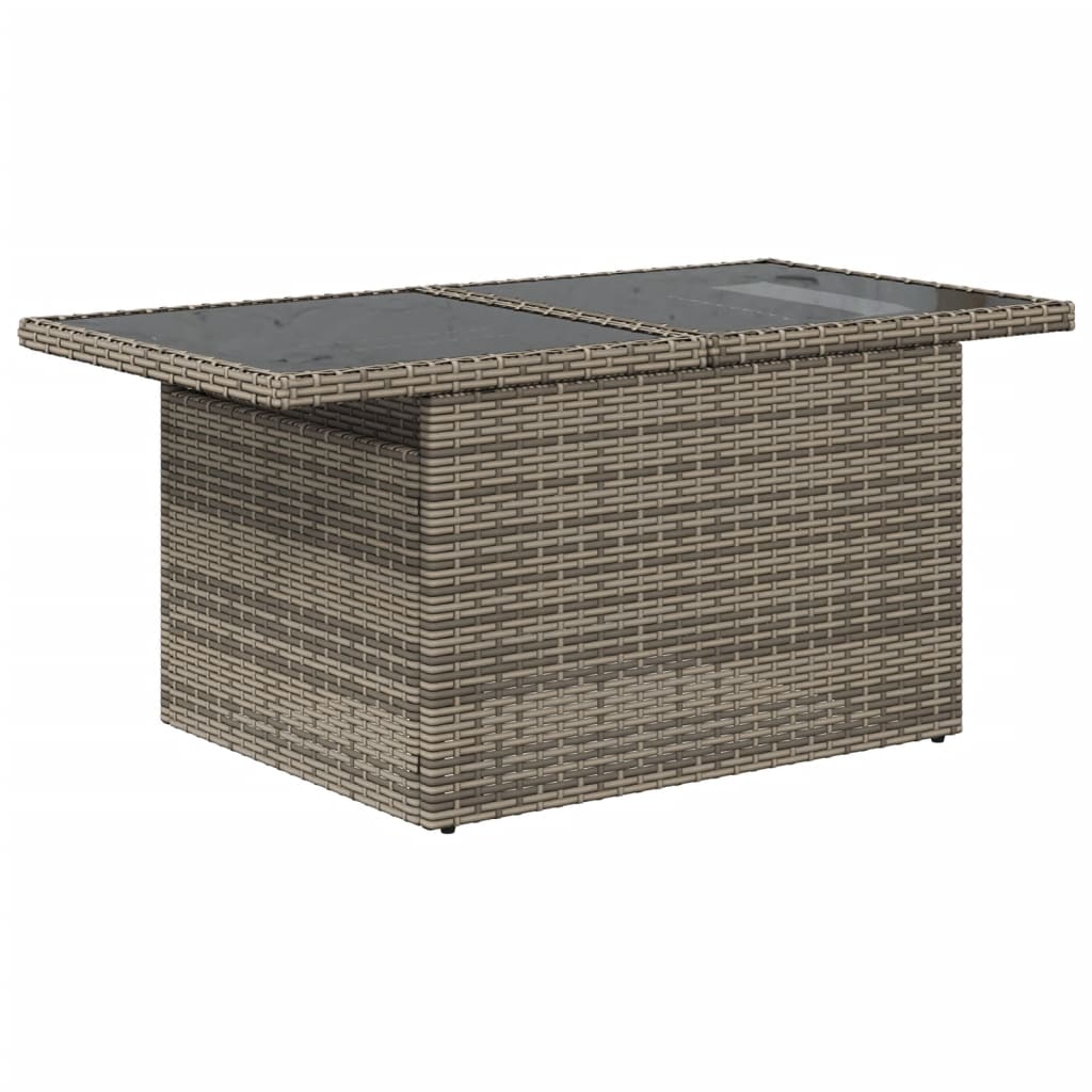 Galds ar stikla virsmu, pelēks, 100x55x73cm, PE rotangs