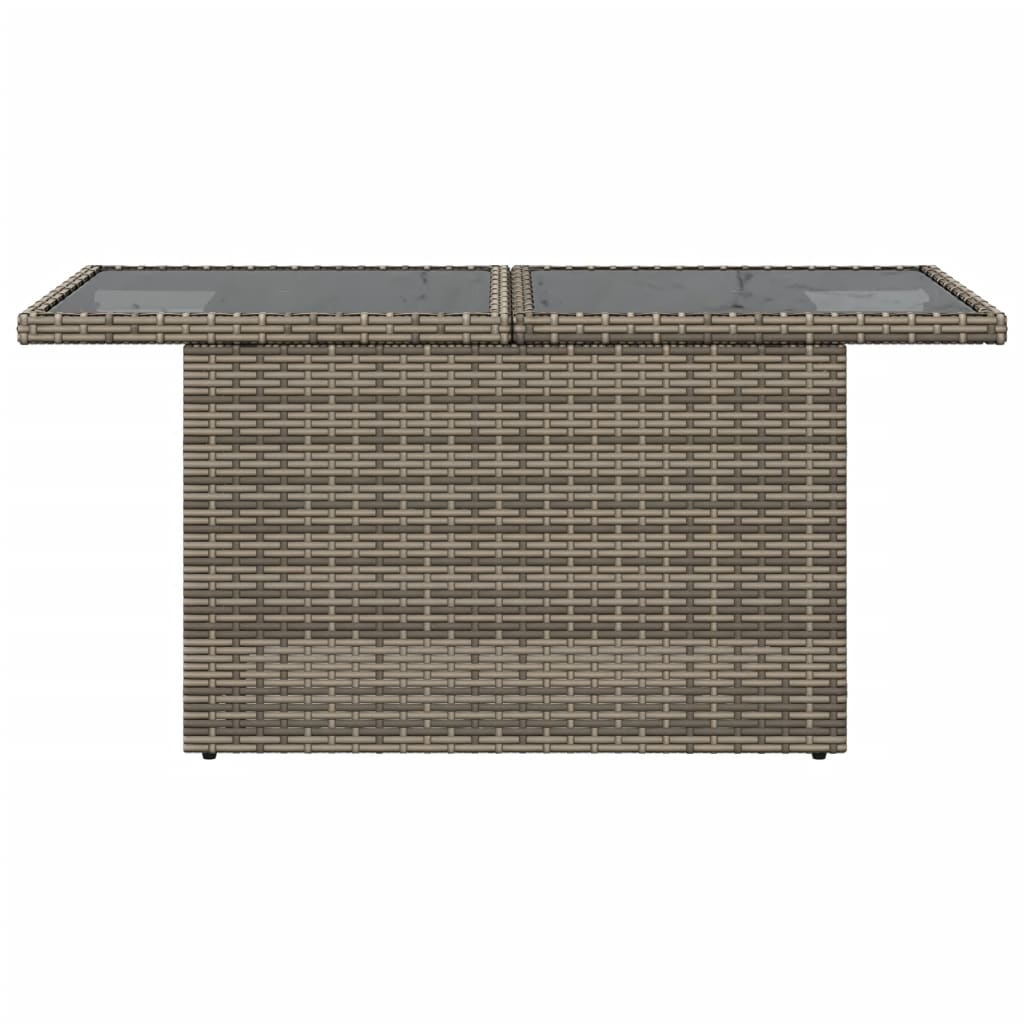 Galds ar stikla virsmu, pelēks, 100x55x73cm, PE rotangs