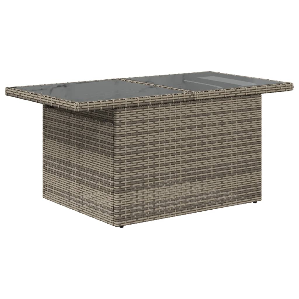 Galds ar stikla virsmu, pelēks, 100x55x73cm, PE rotangs