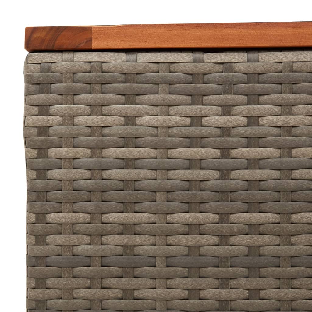 Sodo stalas, pilkos spalvos, 55x55x37cm, poliratanas ir akacija