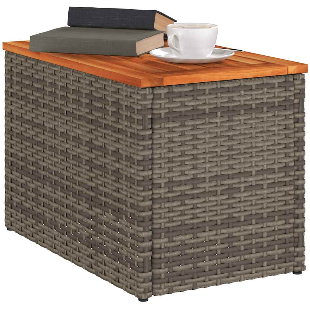 Šoniniai sodo staliukai, 2vnt., pilki, 55x34x37cm, poliratanas