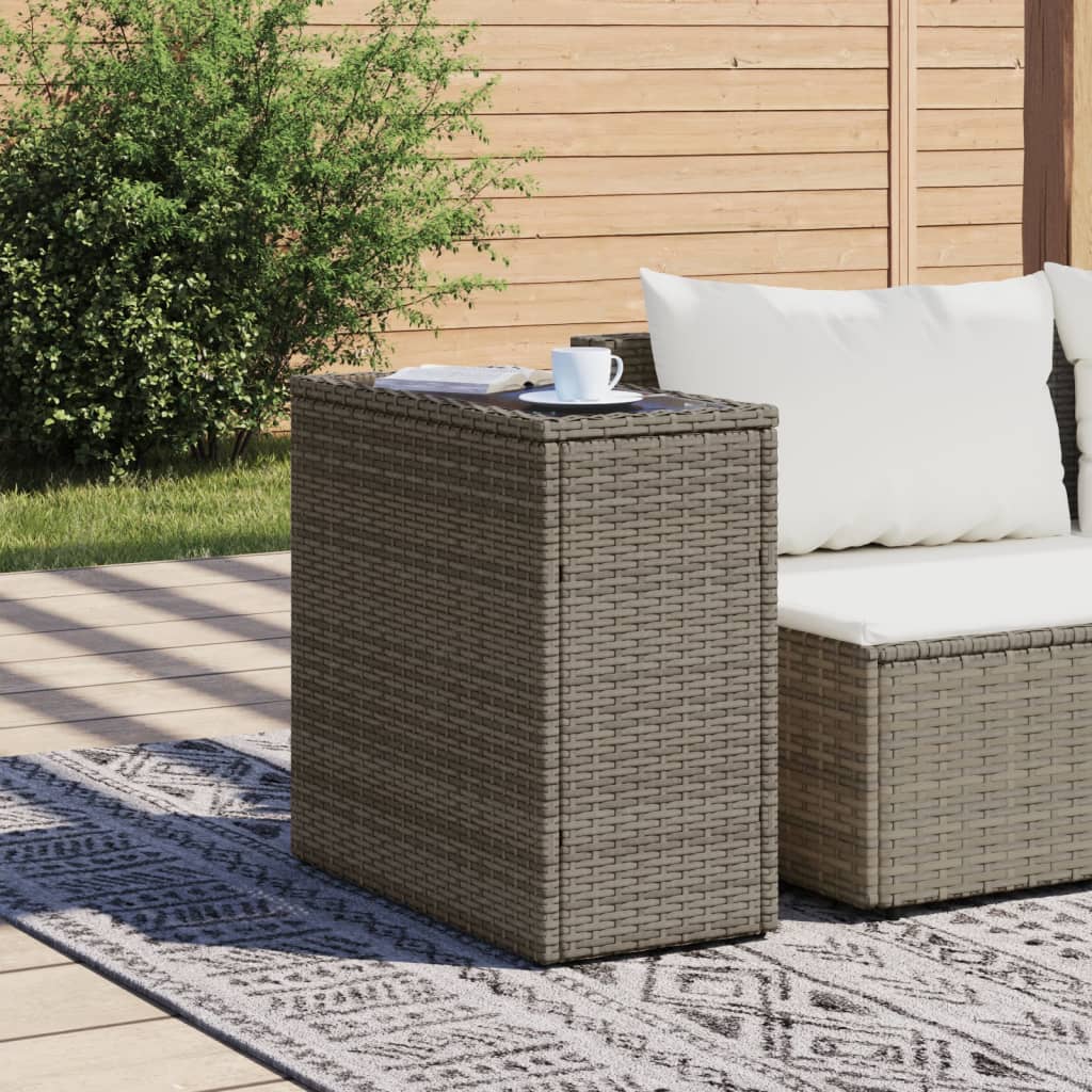 Galds ar koka virsmu, pelēks, 58x27,5x55cm, pīts rotangpalmas