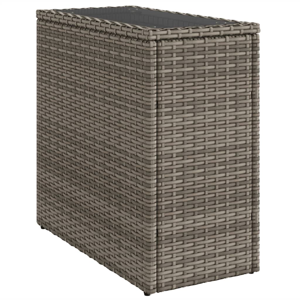 Galds ar koka virsmu, pelēks, 58x27,5x55cm, pīts rotangpalmas