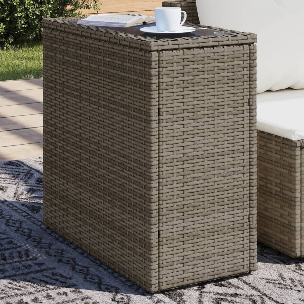 Galds ar koka virsmu, pelēks, 58x27,5x55cm, pīts rotangpalmas