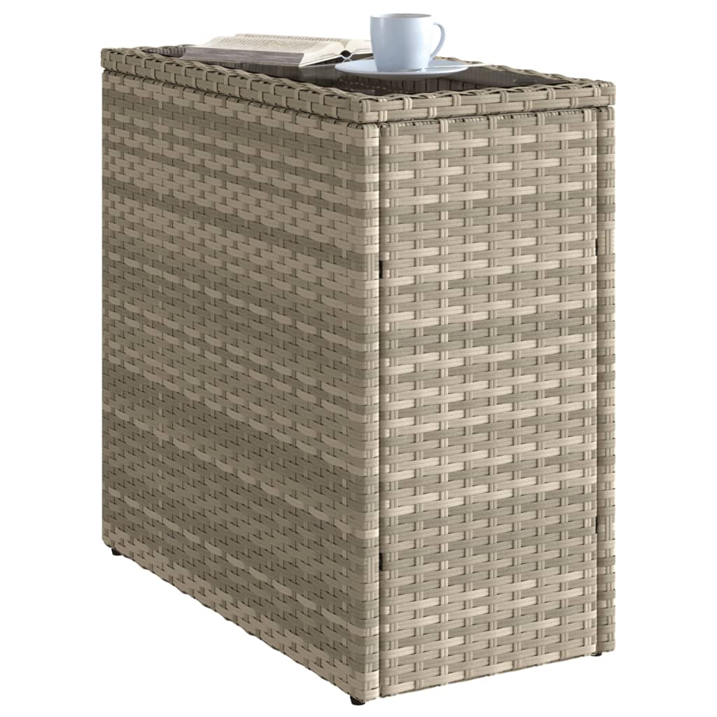 Side garden table, grey, 58x27.5x55cm, poly rattan