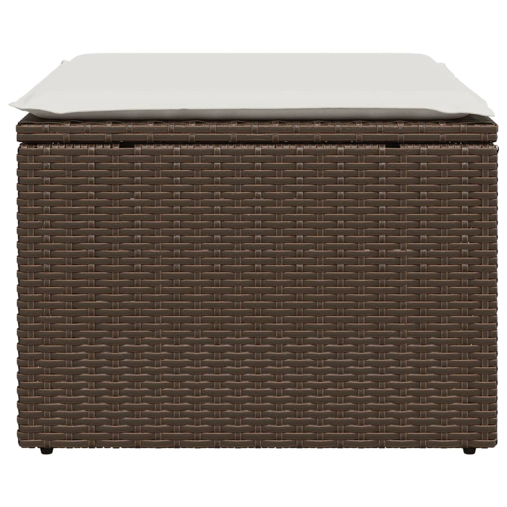 Garden stool with cushion, brown, 55x55x37cm, poly rattan
