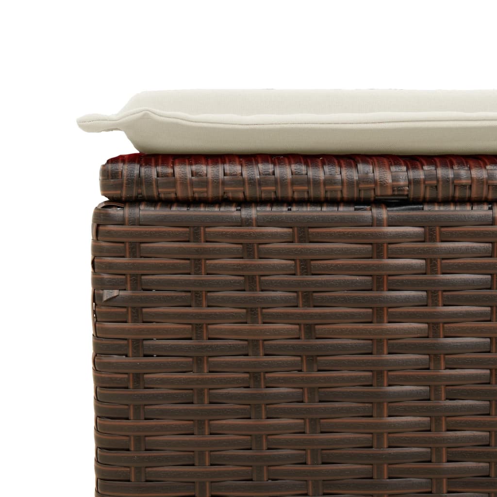 Garden stool with cushion, brown, 55x55x37cm, poly rattan