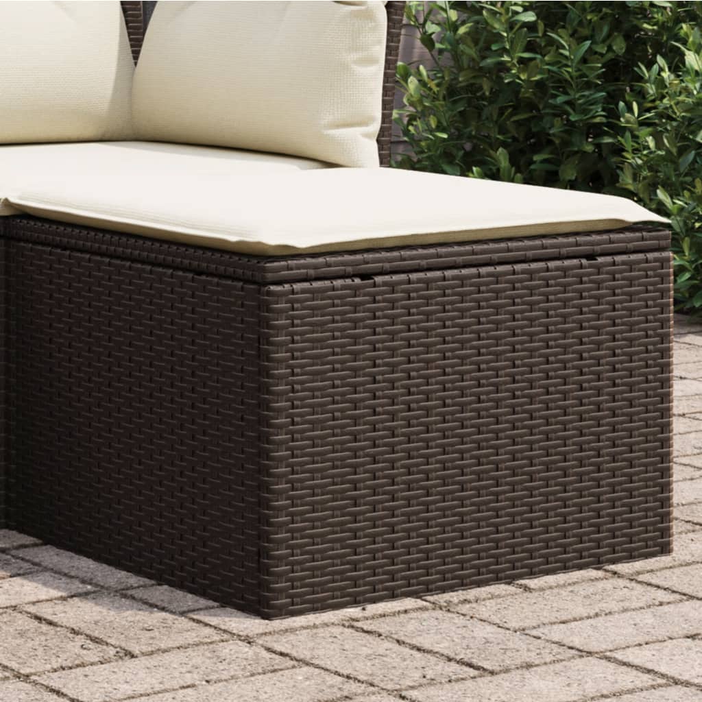 Garden stool with cushion, brown, 55x55x37cm, poly rattan