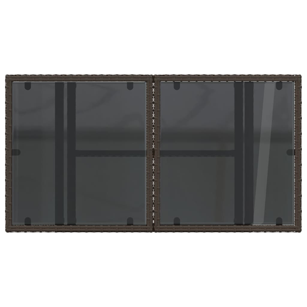 Stalas su stikliniu stalviršiu, rudas, 100x55x73cm, poliratanas