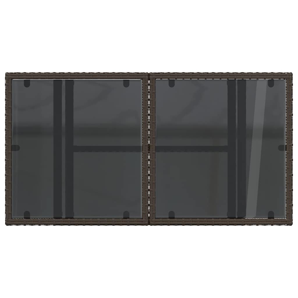 Stalas su stikliniu stalviršiu, rudas, 100x55x73cm, poliratanas