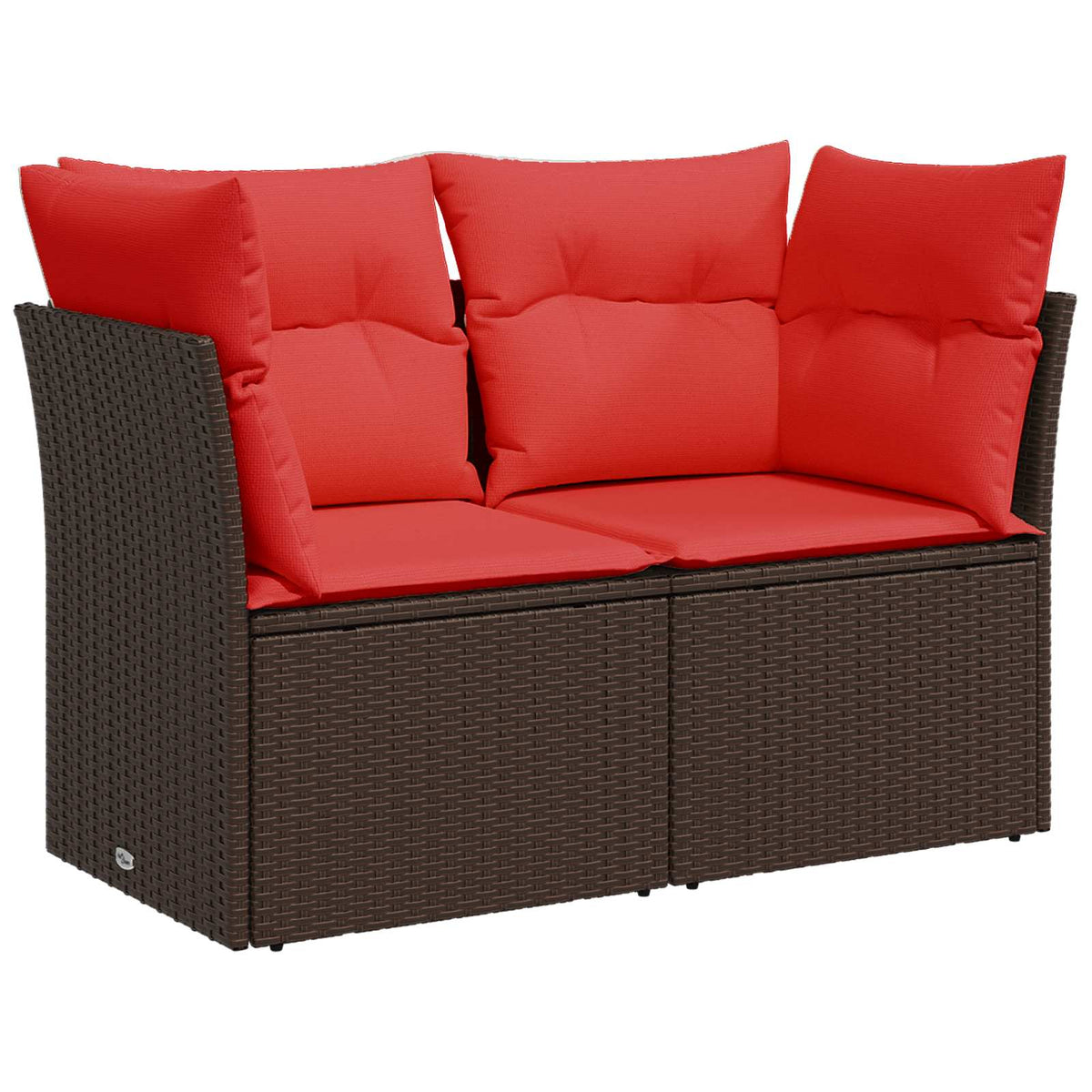 Sodo sofa su pagalvėlėmis, dvivietė, ruda, polirotangas