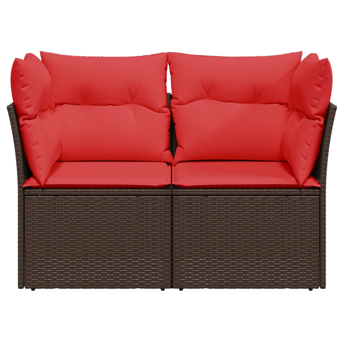 Sodo sofa su pagalvėlėmis, dvivietė, ruda, polirotangas
