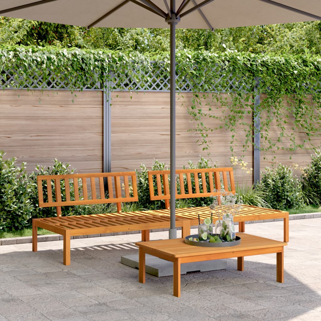 Middle sofa sections for the garden from pallets, 2 pcs., solid acacia wood