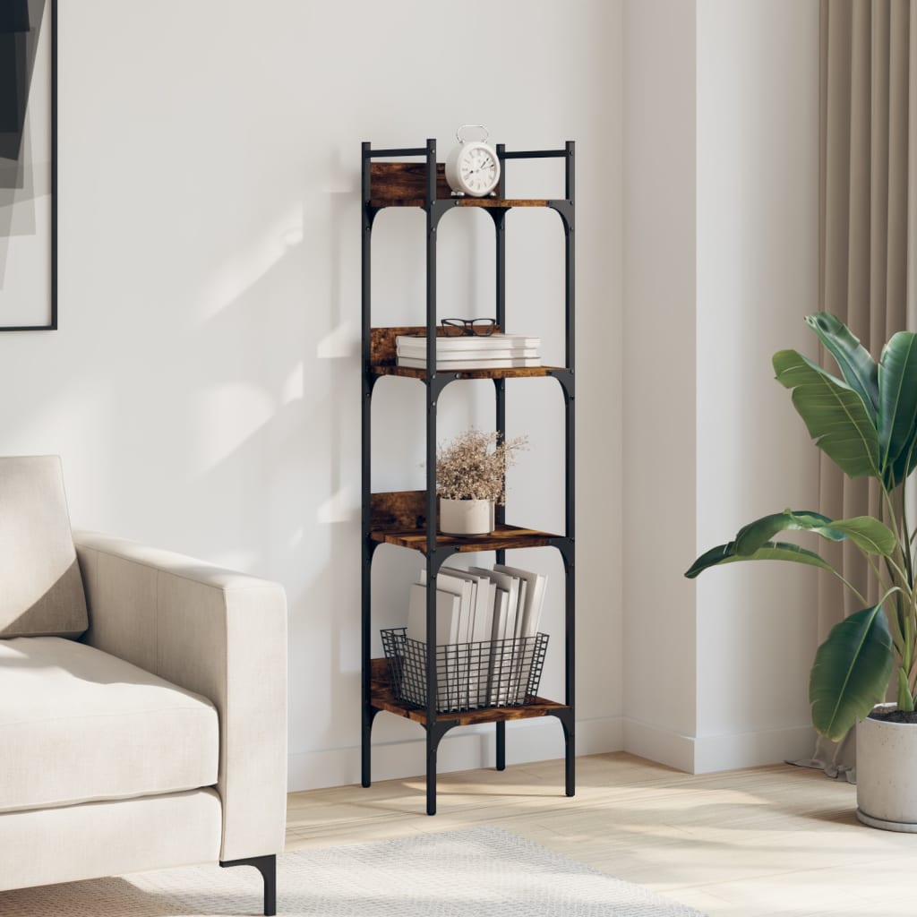 Bookcase, 4 tier, smoky oak, 35x30x138.5cm, wood