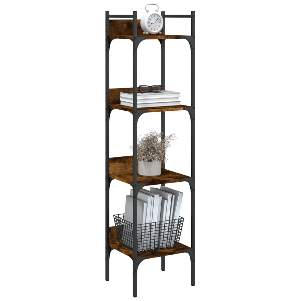 Bookcase, 4 tier, smoky oak, 35x30x138.5cm, wood