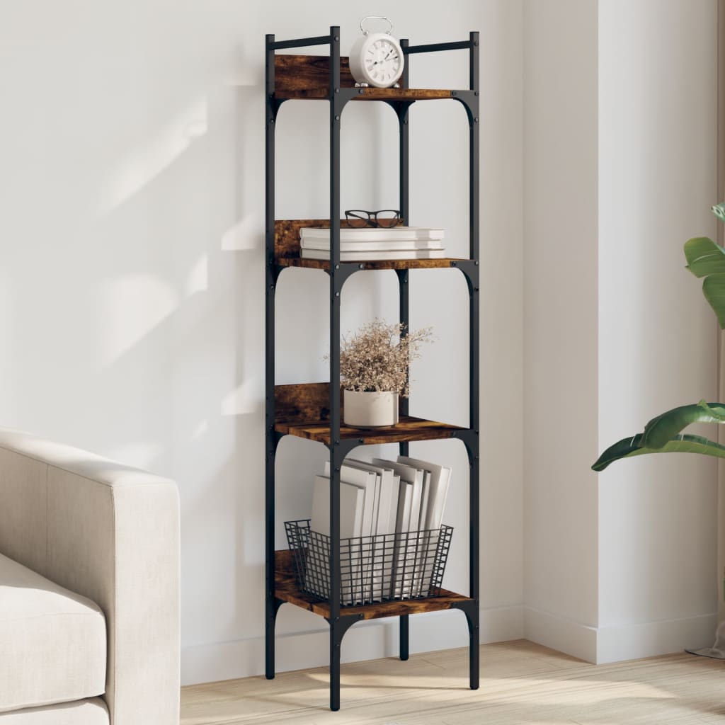 Bookcase, 4 tier, smoky oak, 35x30x138.5cm, wood