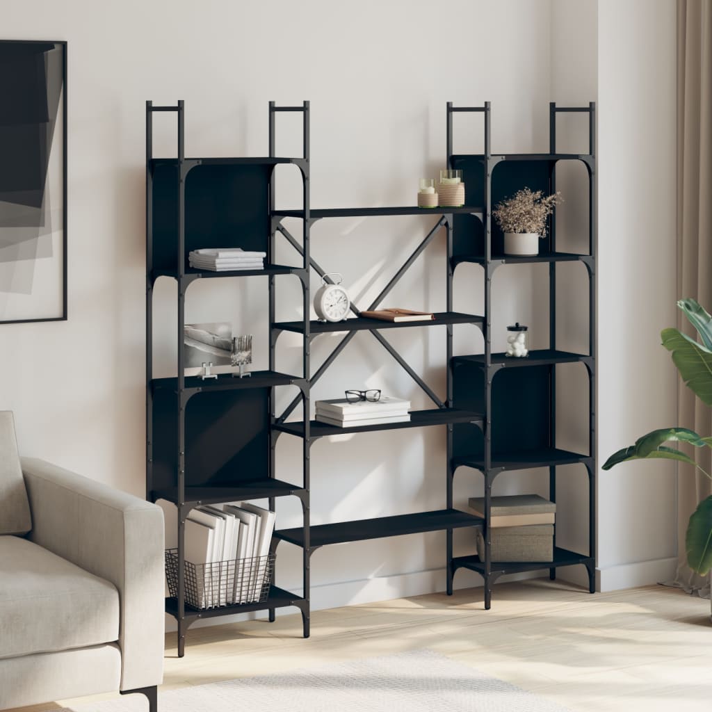 Bookshelf, black, 155.5x24x166.5cm, engineered wood