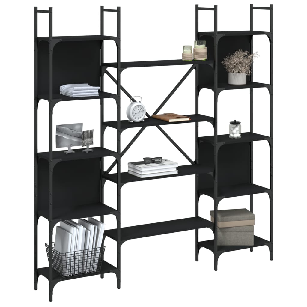 Bookshelf, black, 155.5x24x166.5cm, engineered wood