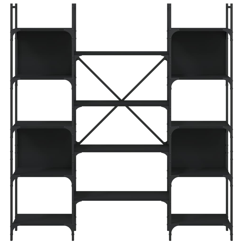 Bookshelf, black, 155.5x24x166.5cm, engineered wood