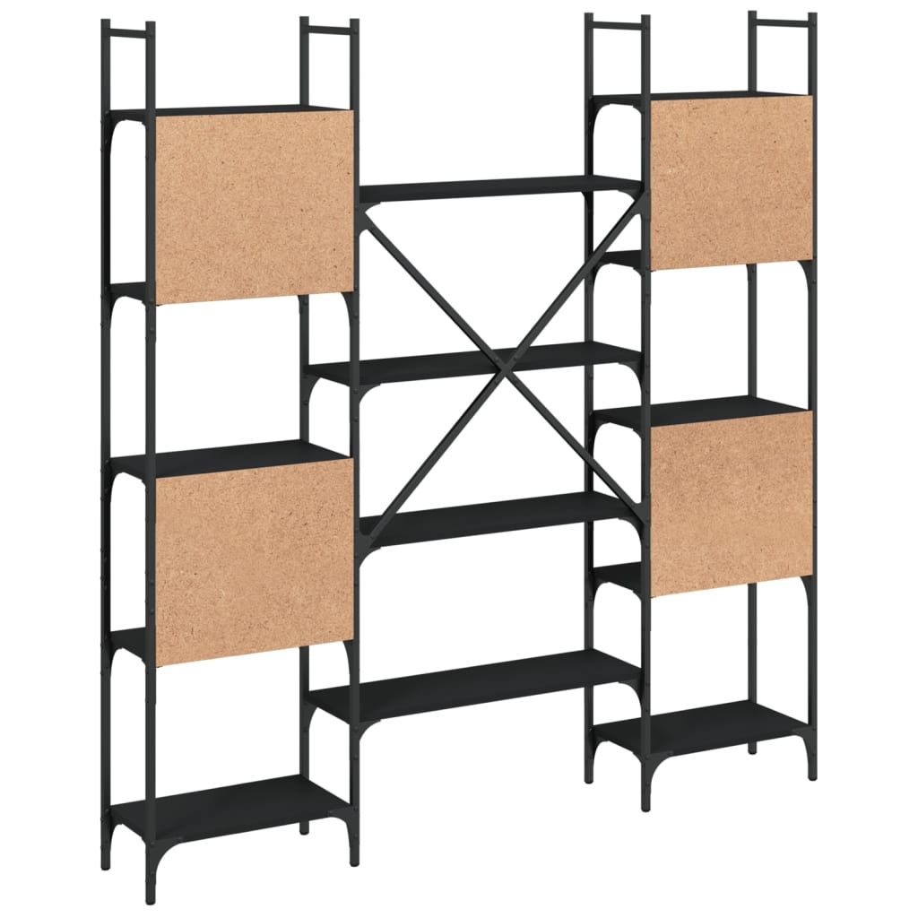 Bookshelf, black, 155.5x24x166.5cm, engineered wood