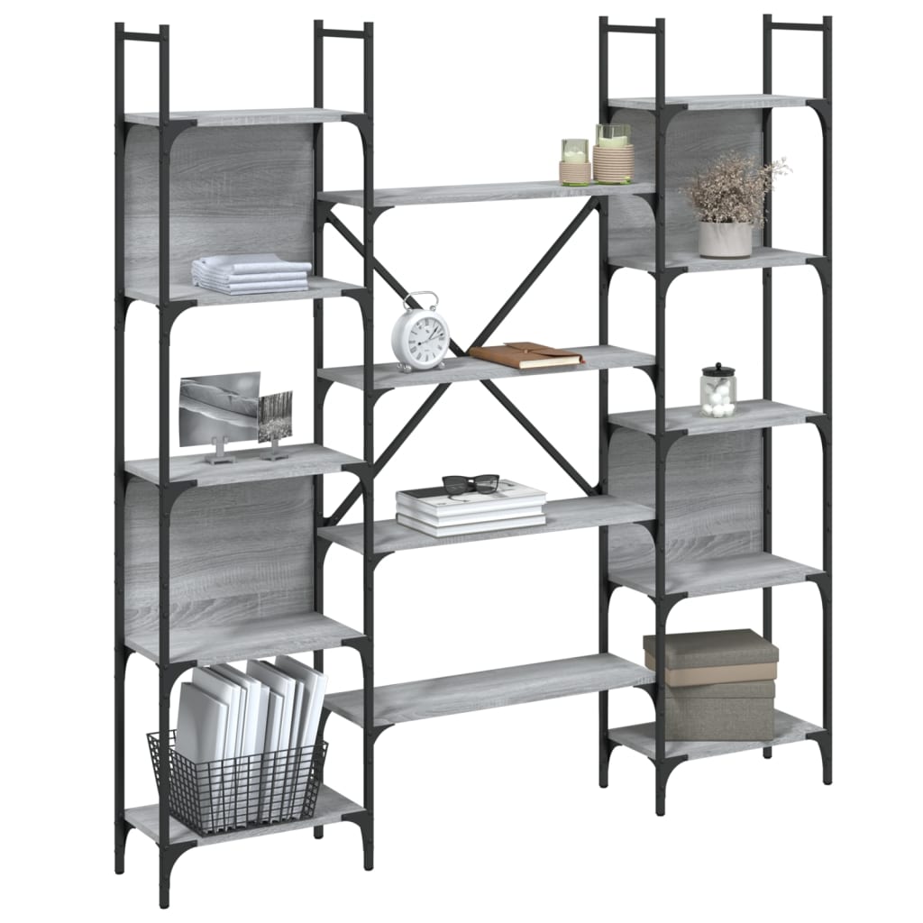 Bookcase, gray oak, 155.5x24x166.5cm, engineered wood