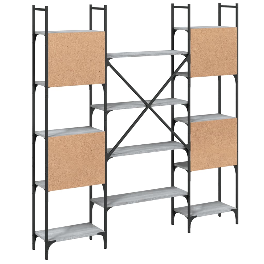 Bookcase, gray oak, 155.5x24x166.5cm, engineered wood