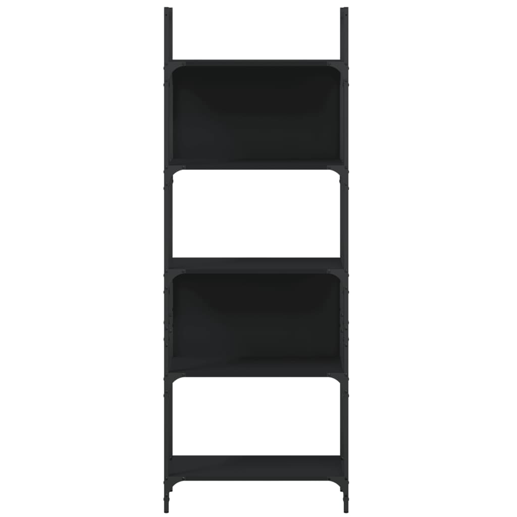 Grāmatu plaukts, 5 stāvi, melns, 60,5x24x166,5cm, koks
