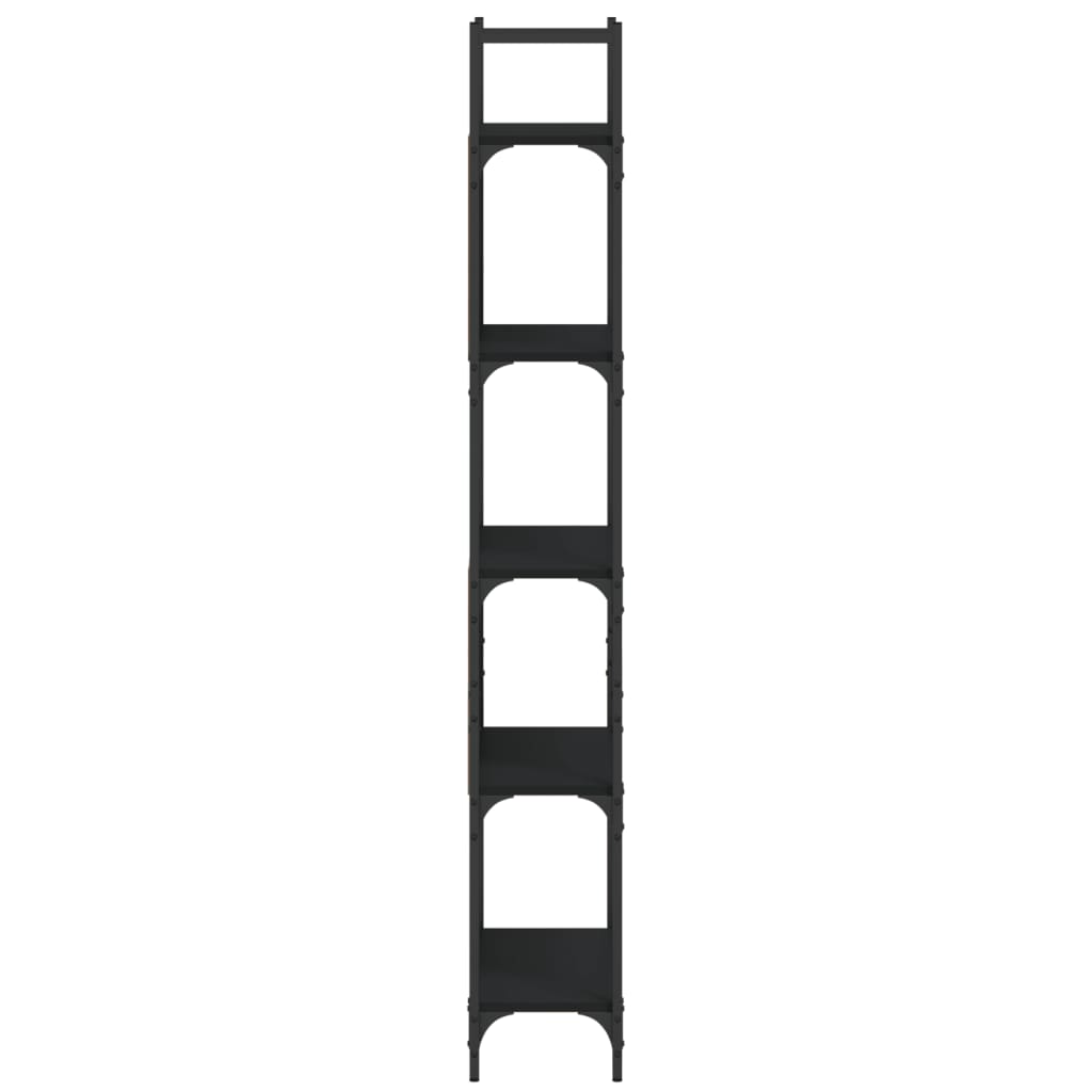 Grāmatu plaukts, 5 stāvi, melns, 60,5x24x166,5cm, koks