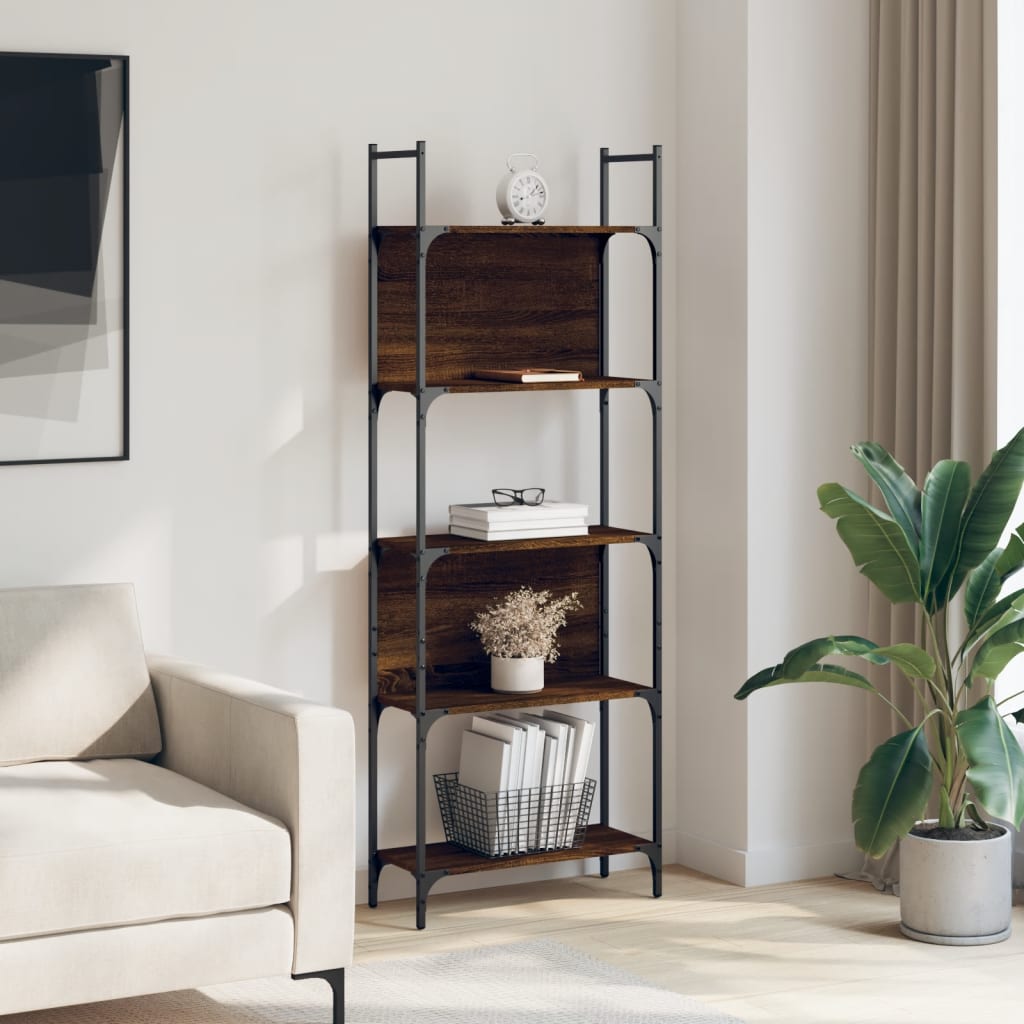 Bookshelf, 5-tier, brown oak, 60.5x24x166.5cm, wood