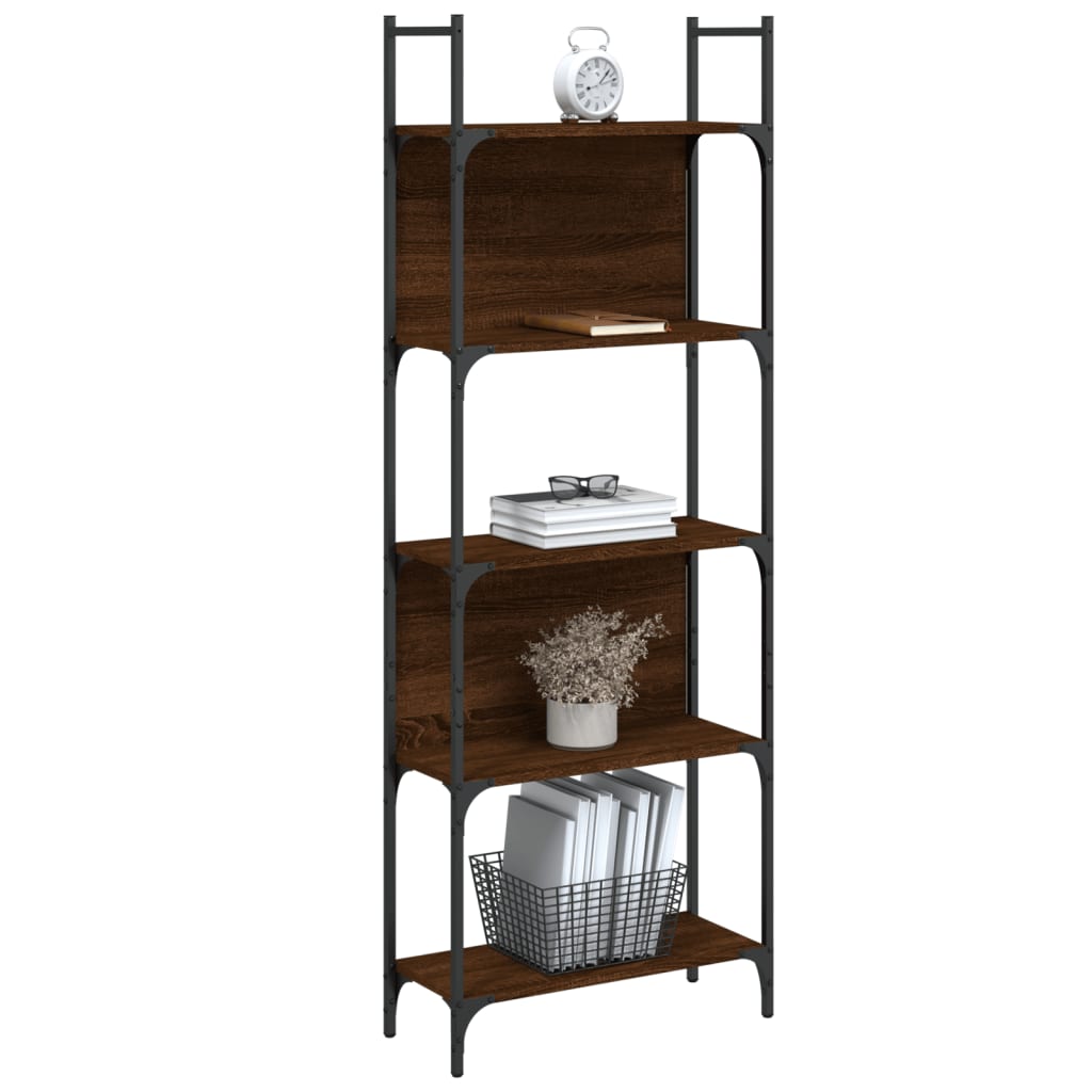 Bookshelf, 5-tier, brown oak, 60.5x24x166.5cm, wood
