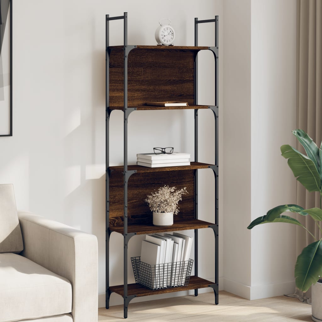 Bookshelf, 5-tier, brown oak, 60.5x24x166.5cm, wood