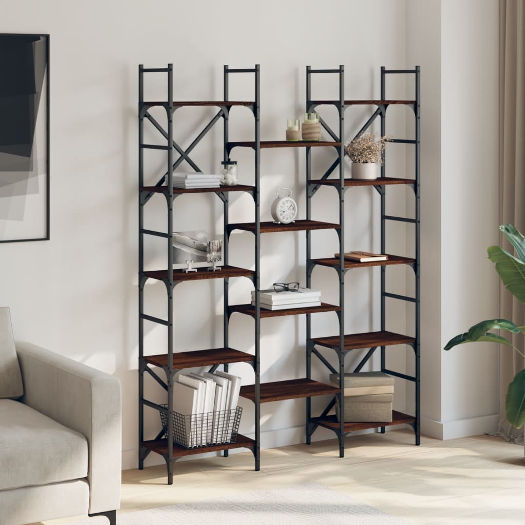 Grāmatu plaukts, brūns ozols, 127,5x28,5x172,5cm, koks