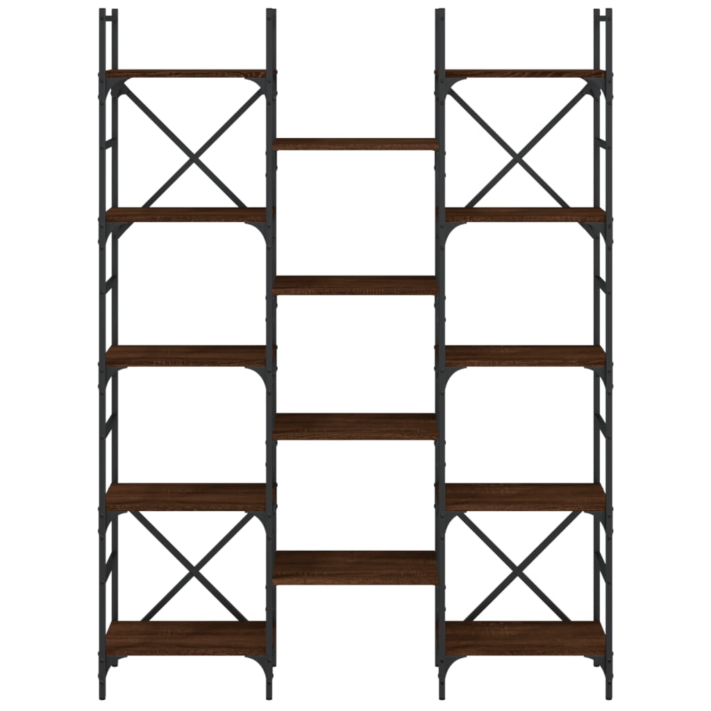 Grāmatu plaukts, brūns ozols, 127,5x28,5x172,5cm, koks