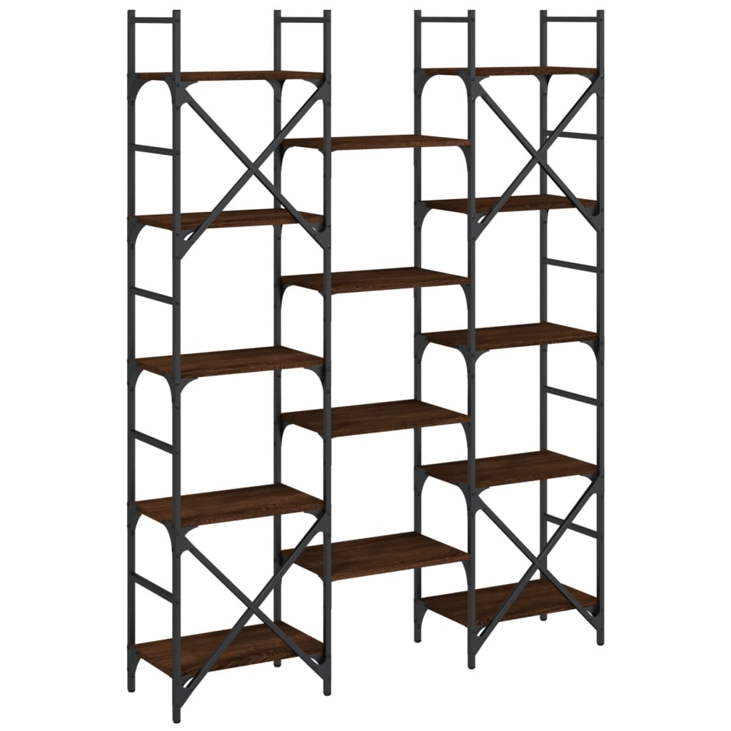 Grāmatu plaukts, brūns ozols, 127,5x28,5x172,5cm, koks