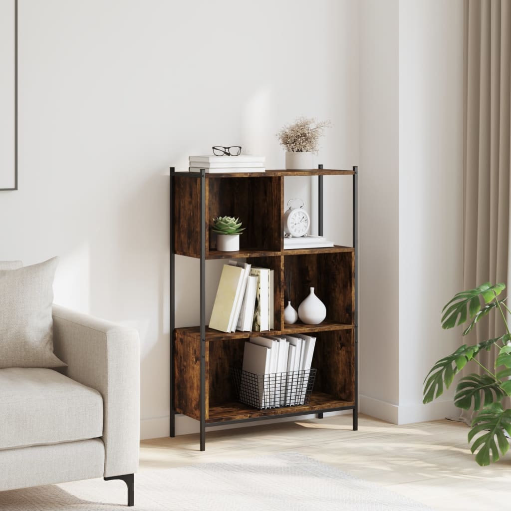 Bookcase, smoked oak, 72x28x109cm, engineered wood