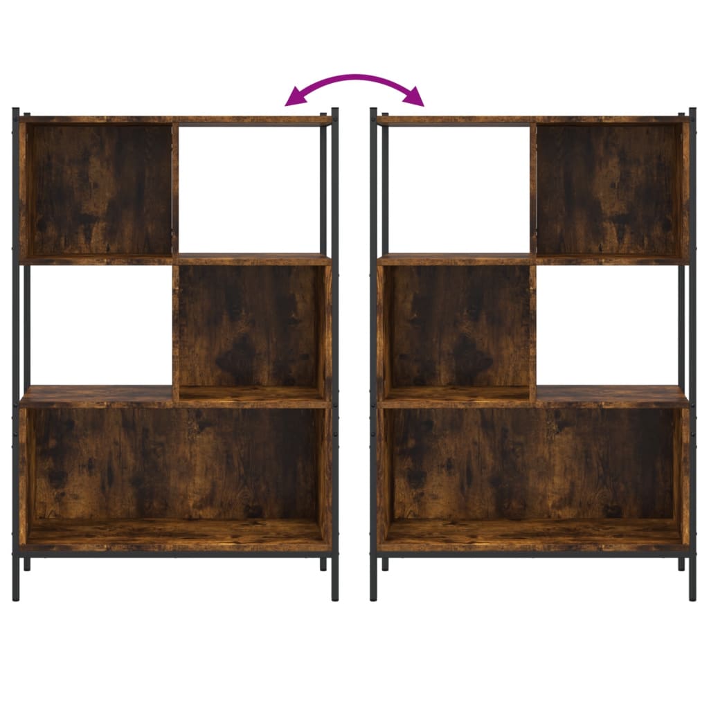 Bookcase, smoked oak, 72x28x109cm, engineered wood
