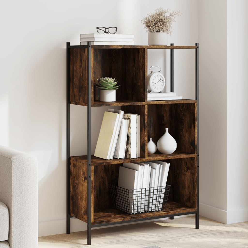 Bookcase, smoked oak, 72x28x109cm, engineered wood