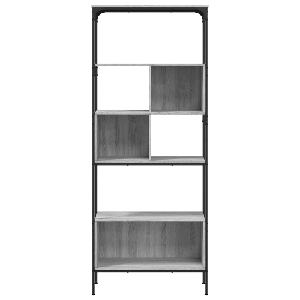 Grāmatu plaukts, 5 stāvi, pelēks ozols, 76x33x188,5cm, koks