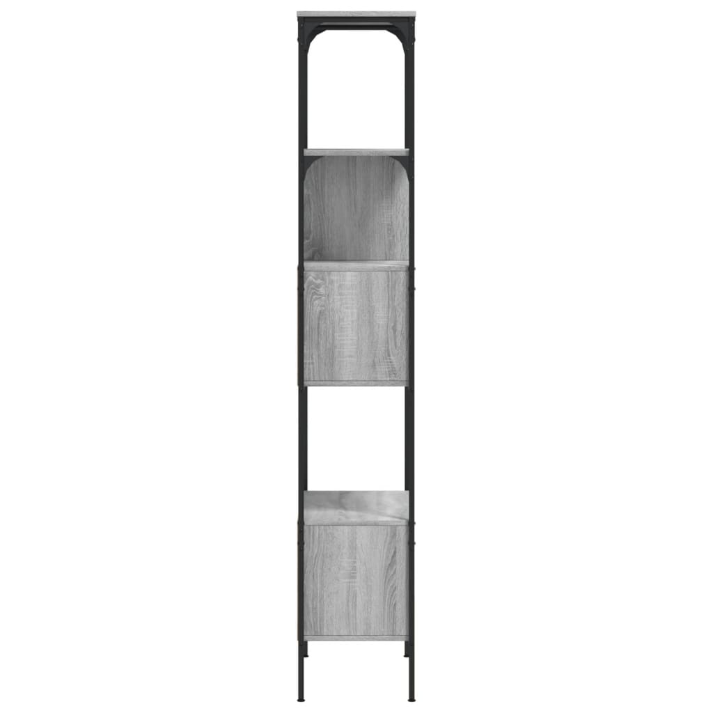 Grāmatu plaukts, 5 stāvi, pelēks ozols, 76x33x188,5cm, koks