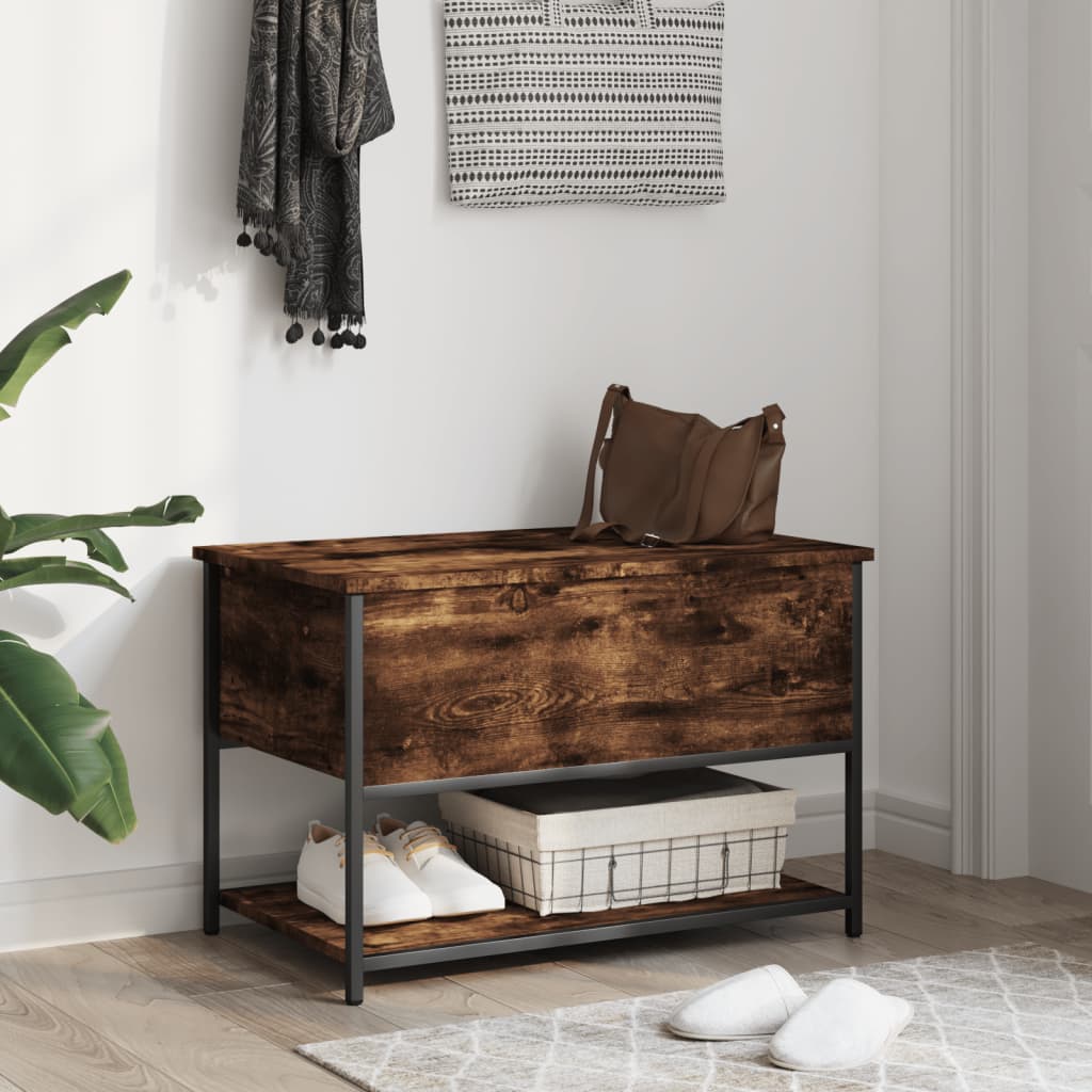 Storage bench, smoked, 70x42.5x47cm, treated wood