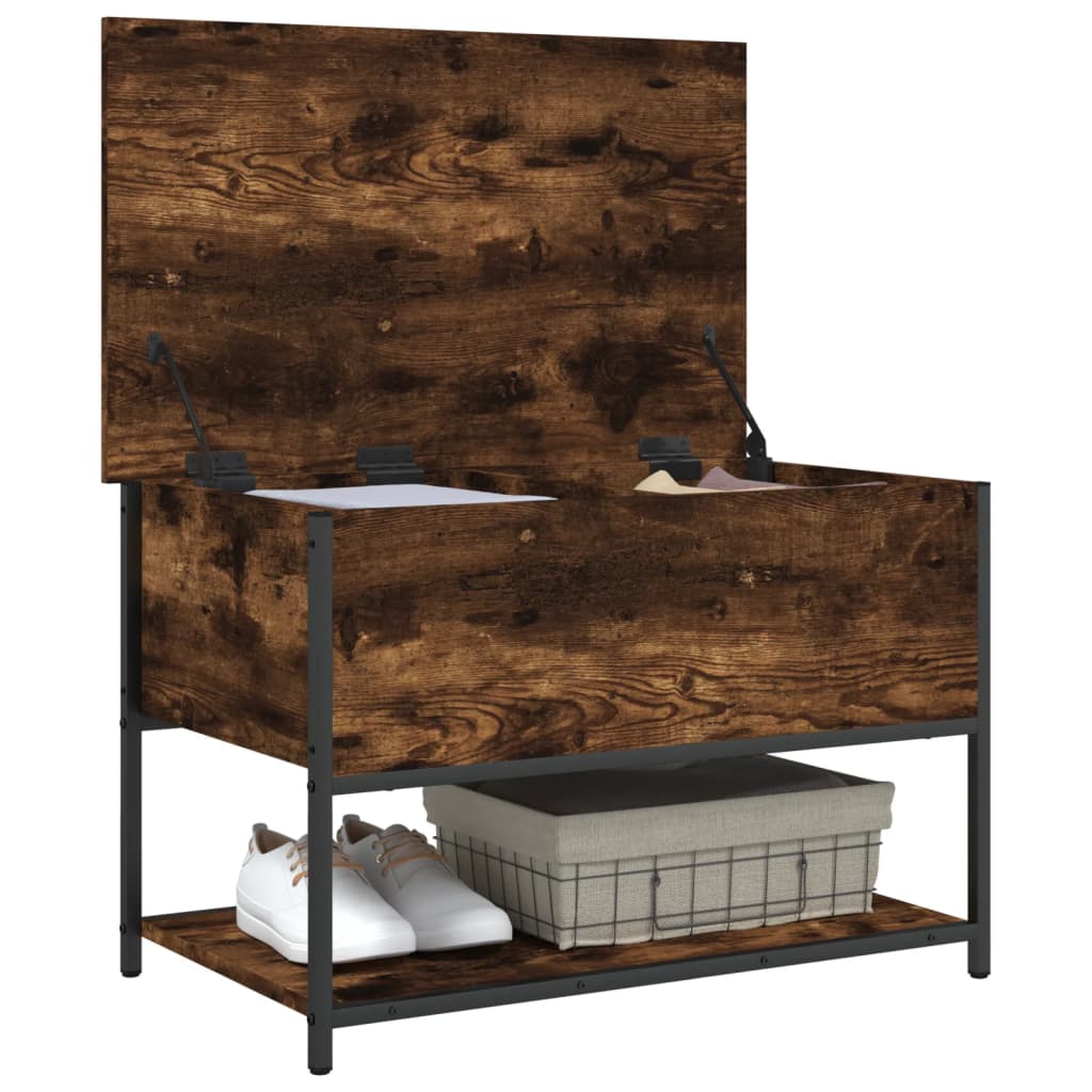 Storage bench, smoked, 70x42.5x47cm, treated wood