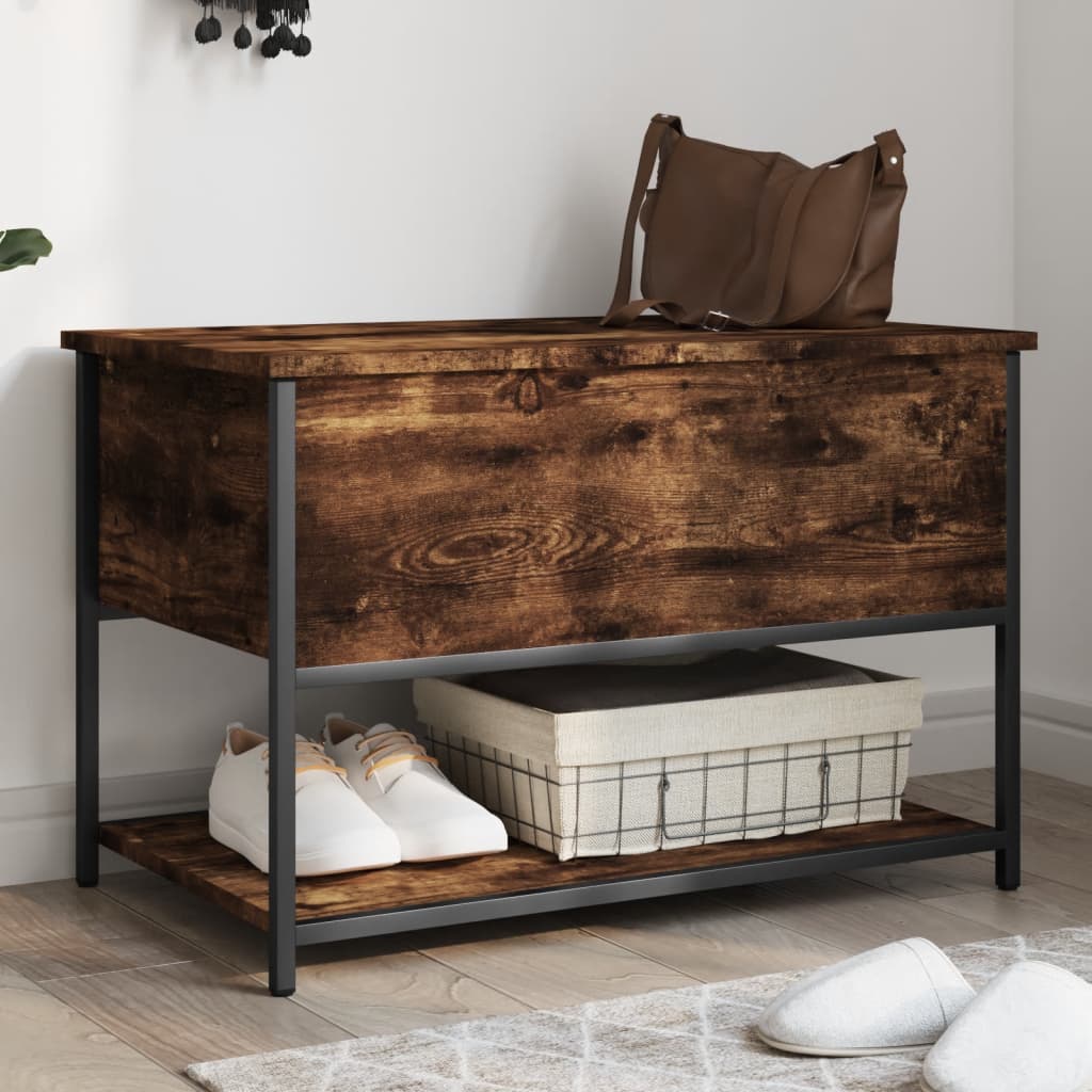Storage bench, smoked, 70x42.5x47cm, treated wood