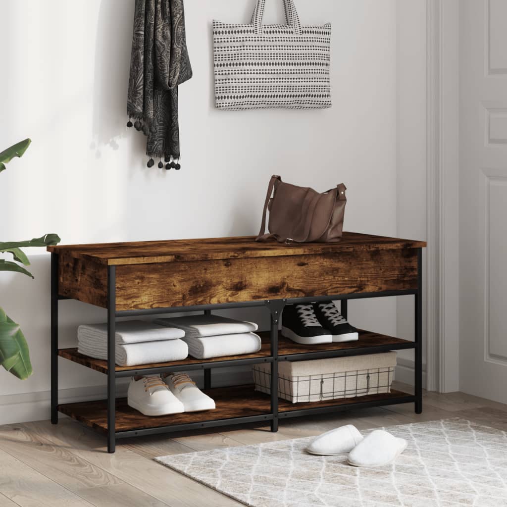 Shoe bench, smoked oak, 100x42.5x50cm, treated wood