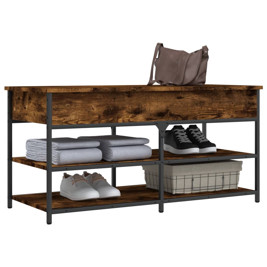 Shoe bench, smoked oak, 100x42.5x50cm, treated wood