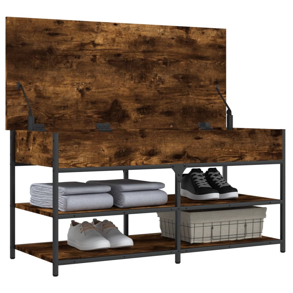 Shoe bench, smoked oak, 100x42.5x50cm, treated wood