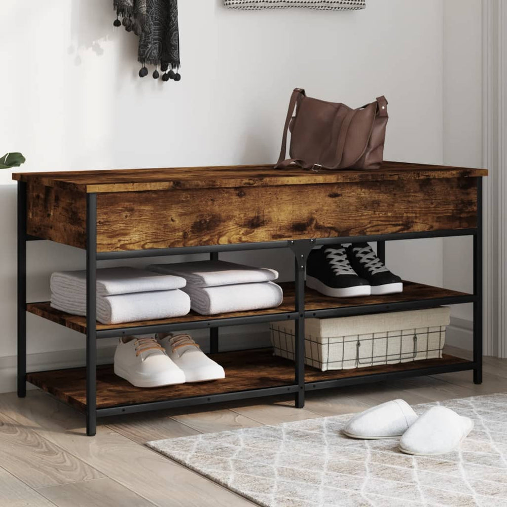 Shoe bench, smoked oak, 100x42.5x50cm, treated wood