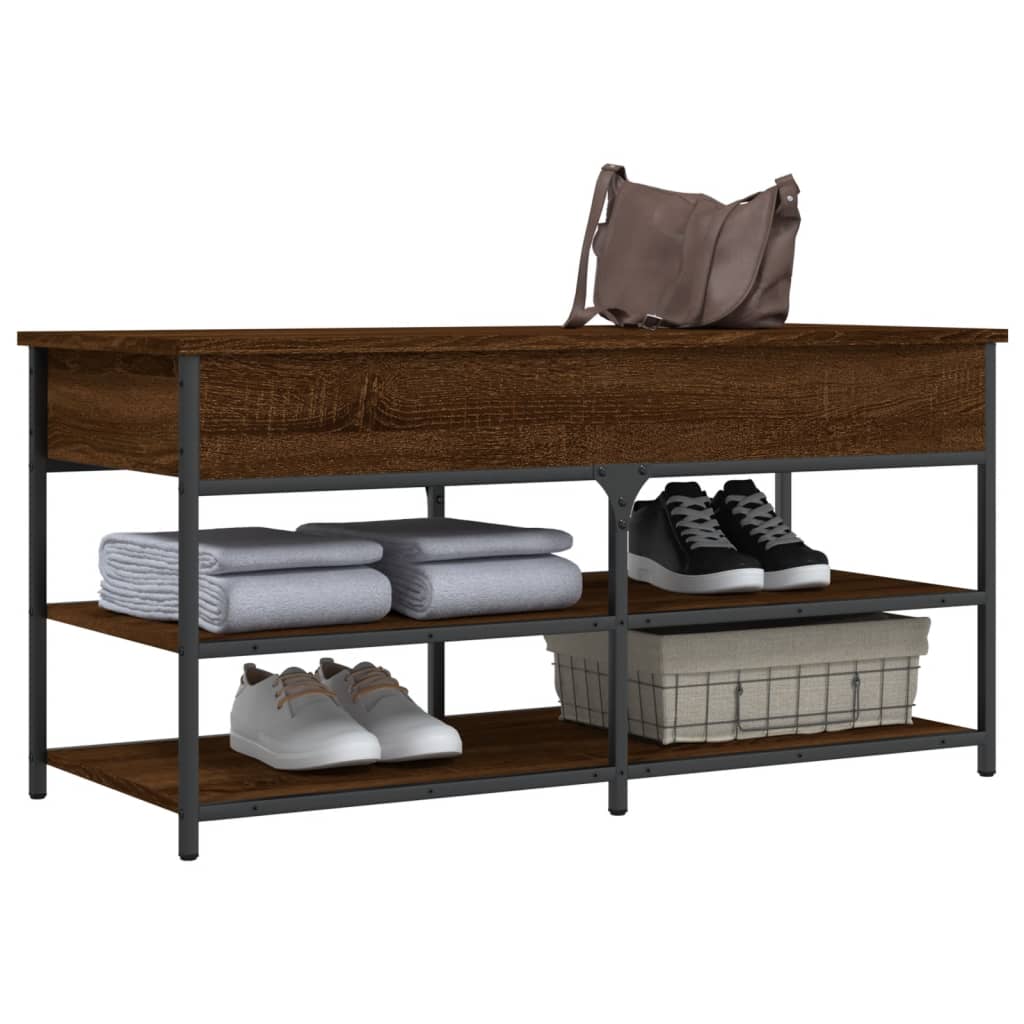 Shoe bench, brown oak, 100x42.5x50cm, treated wood