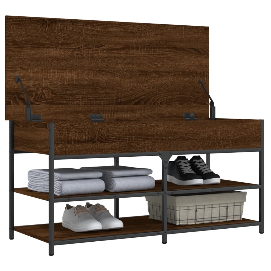 Shoe bench, brown oak, 100x42.5x50cm, treated wood